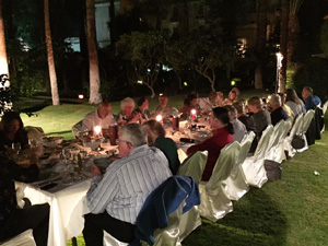 Farewell dinner, garden, Winter Palace, Luxor