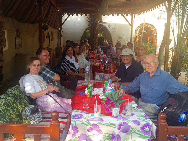 One of our tasty Egyptian group lunches, this one at Nur el-Qurna, at the back of Amenhotep III's temple at Kom el-Hettan