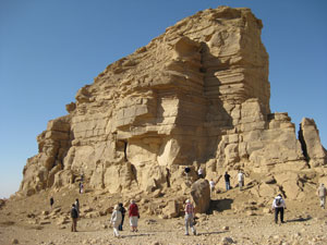 BSS students exploring 'Vulture Rock' at El Kab